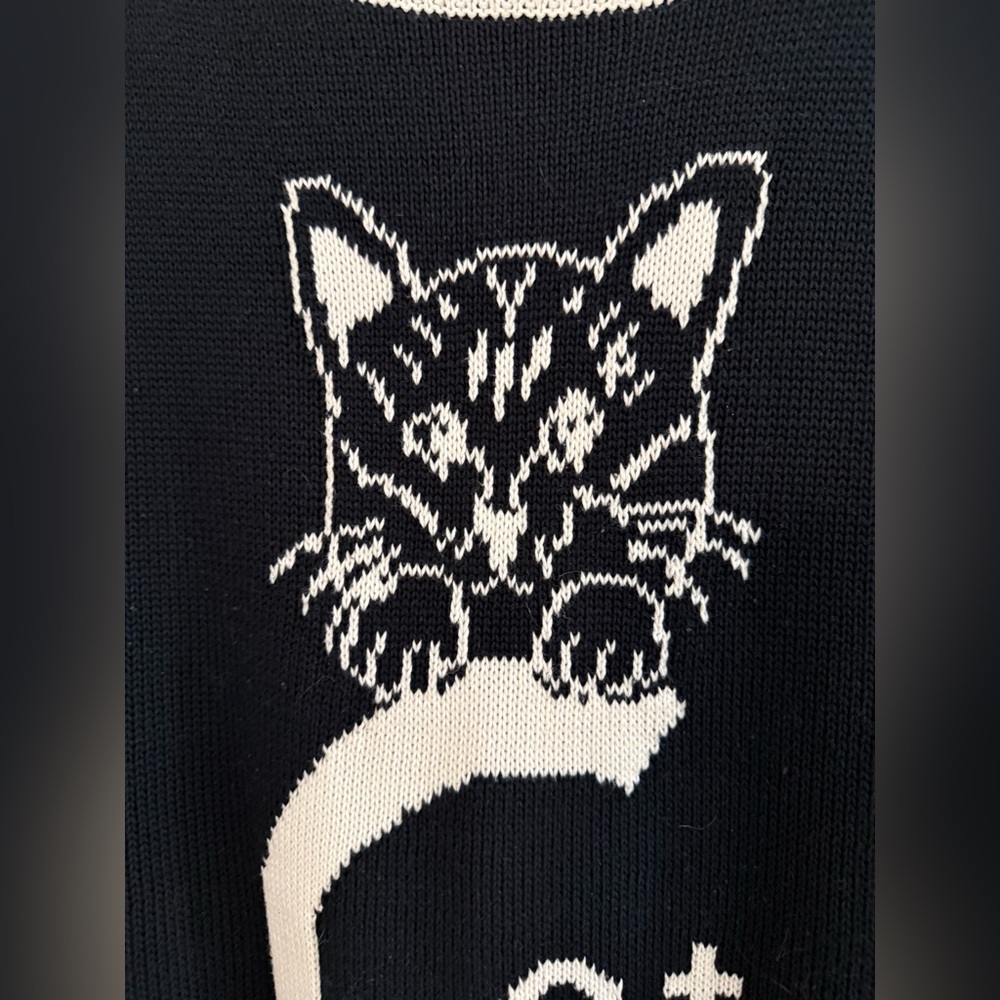 Rawlings Cat Boatneck Knit Sweater Vintage Rare - Picture 3 of 14
